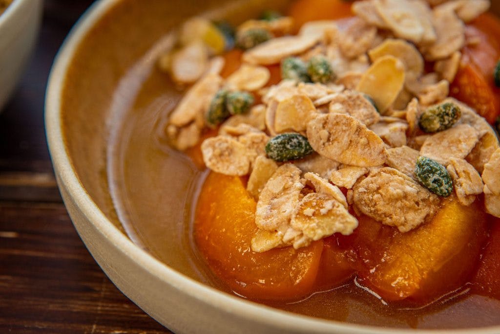 Cover Image for Stewed apricots with crunchy almonds…